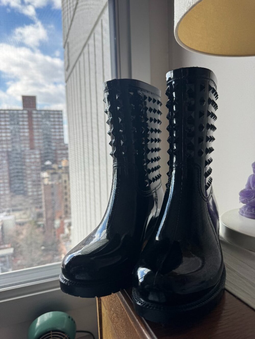 Studded Black Rain Boots Women Size 10.